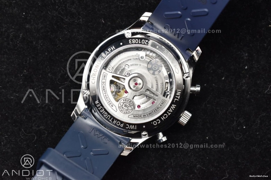 WeatherProof A Blue Chrono Dial Best 1:1 1011 Rubber Edition on Blue White Portuguese IW3716 Z+F Strap 0522